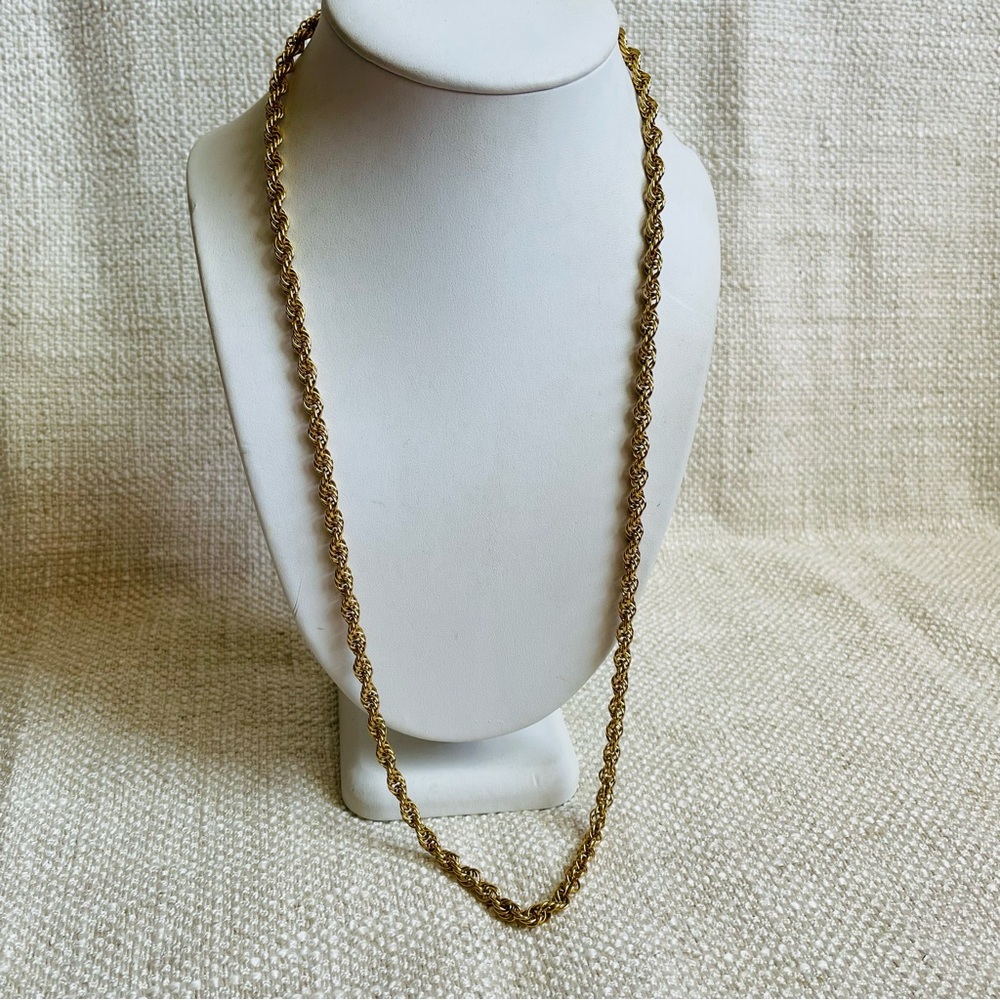 Vintage Monet Gold Tone Thick Rope Chain Necklace - Women's Jewelry